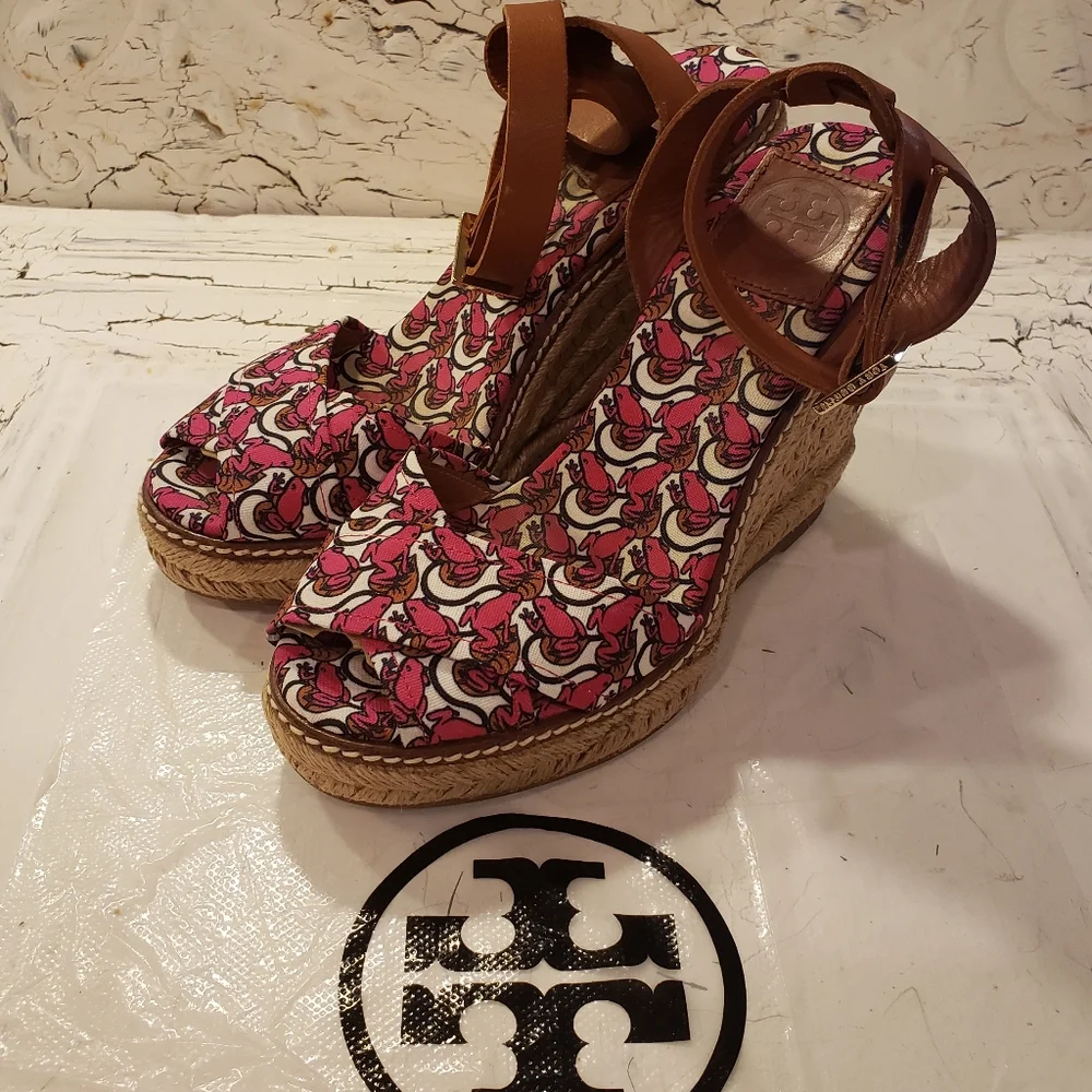 Tory Burch Wedge Espadrilles Jute Rope Designer Summer Beach